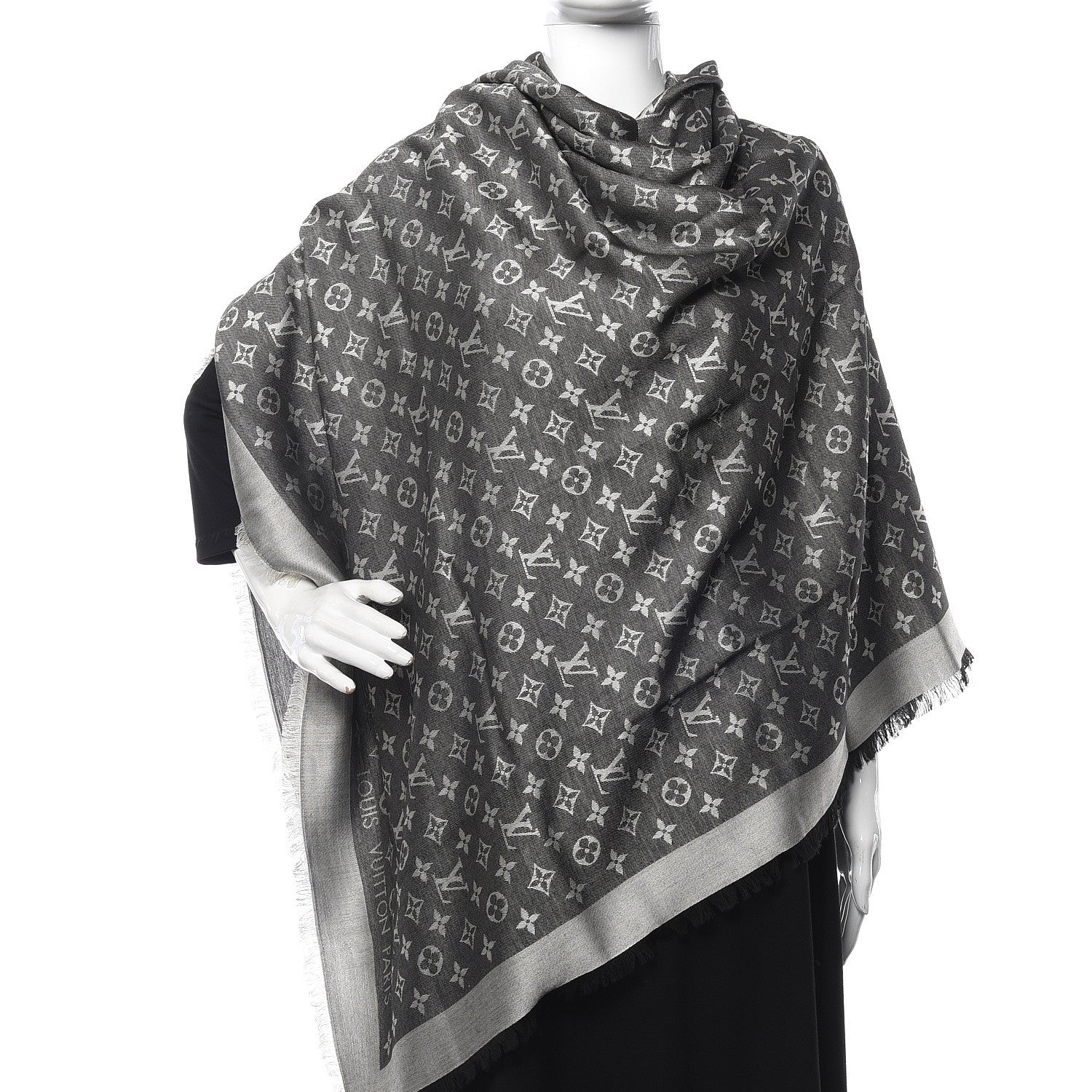 Louis Vuitton Wool Silk Monogram Denim Shawl 2 of 7