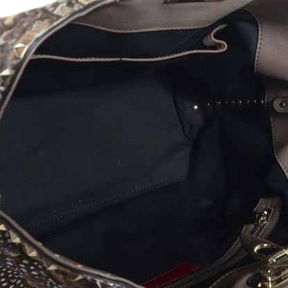 Valentino Garavani Calf Hair Feather Rockstud Dome Satchel 5 of 7