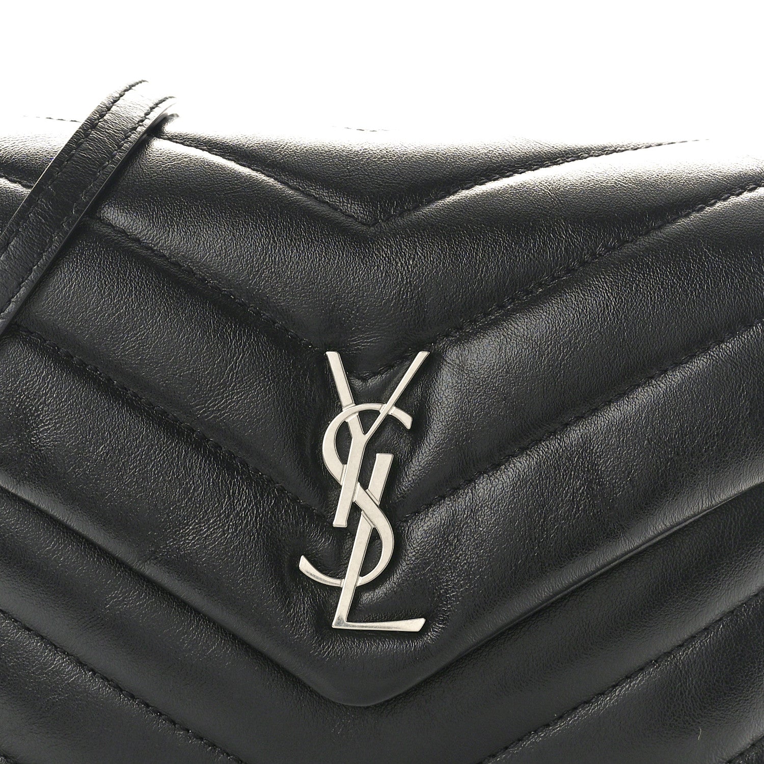 Saint Laurent Calfskin Y Quilted Monogram Toy Loulou Crossbody Bag Black 8 of 11
