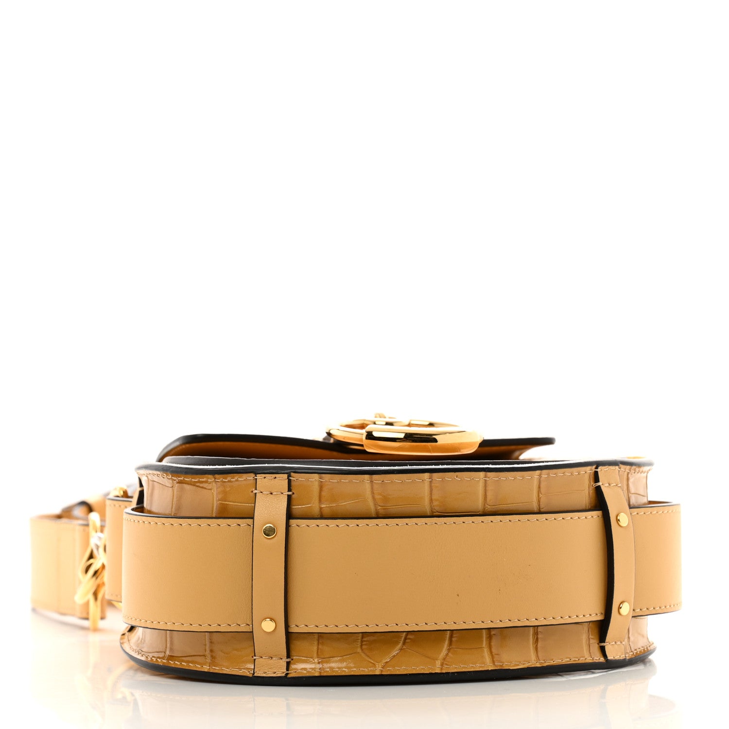 Chloe Calfskin Crocodile Embossed Small Tess Bag Honey Gold 4 of 13