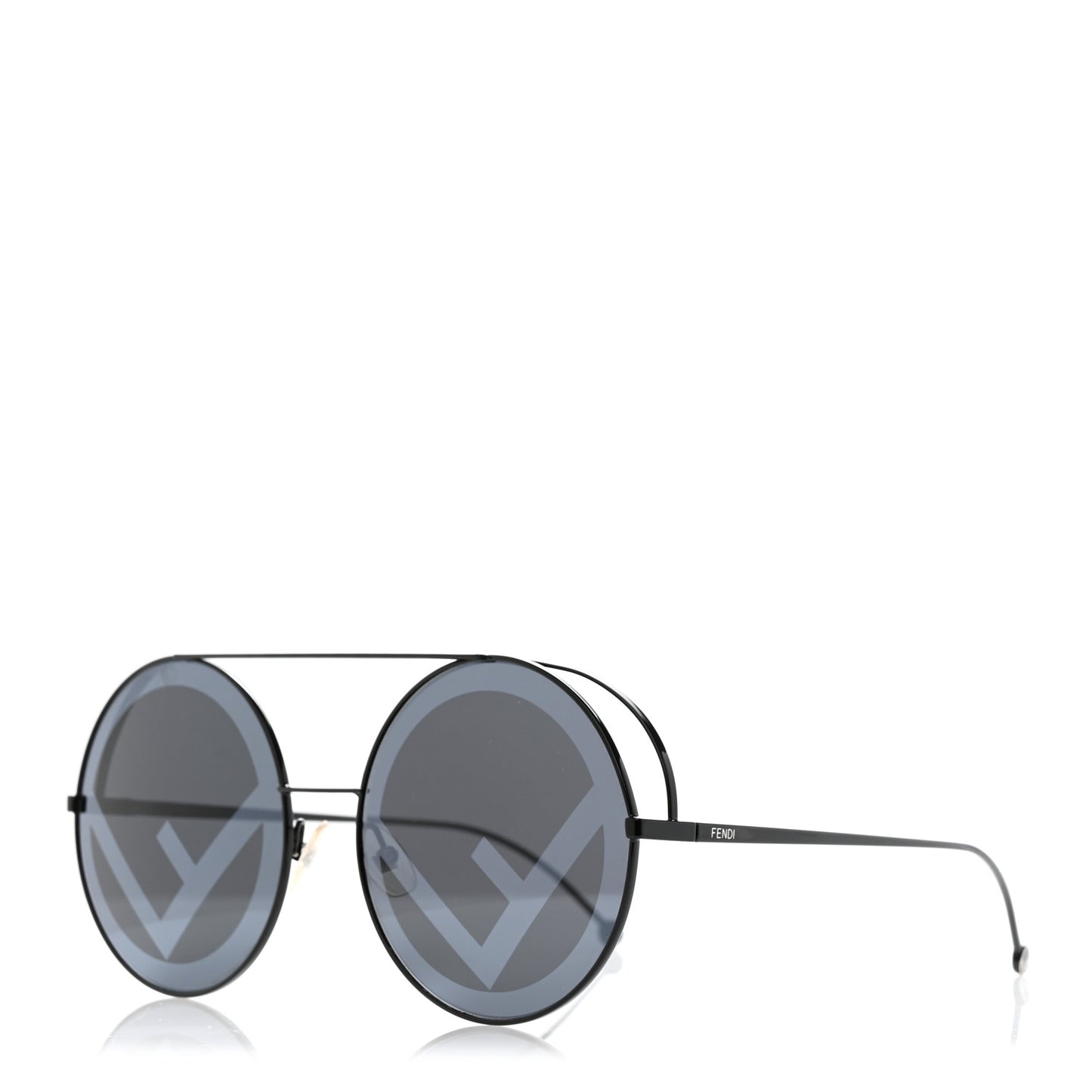 Metal F is Fendi Printed Run Away Round Frame Sunglasses FF 0285/S Black