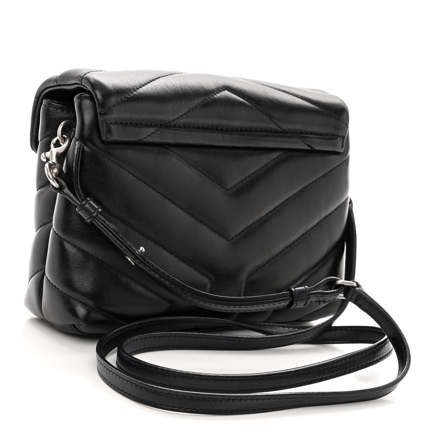 SAINT LAURENT Calfskin Y Quilted Monogram Toy Loulou Crossbody Bag Black