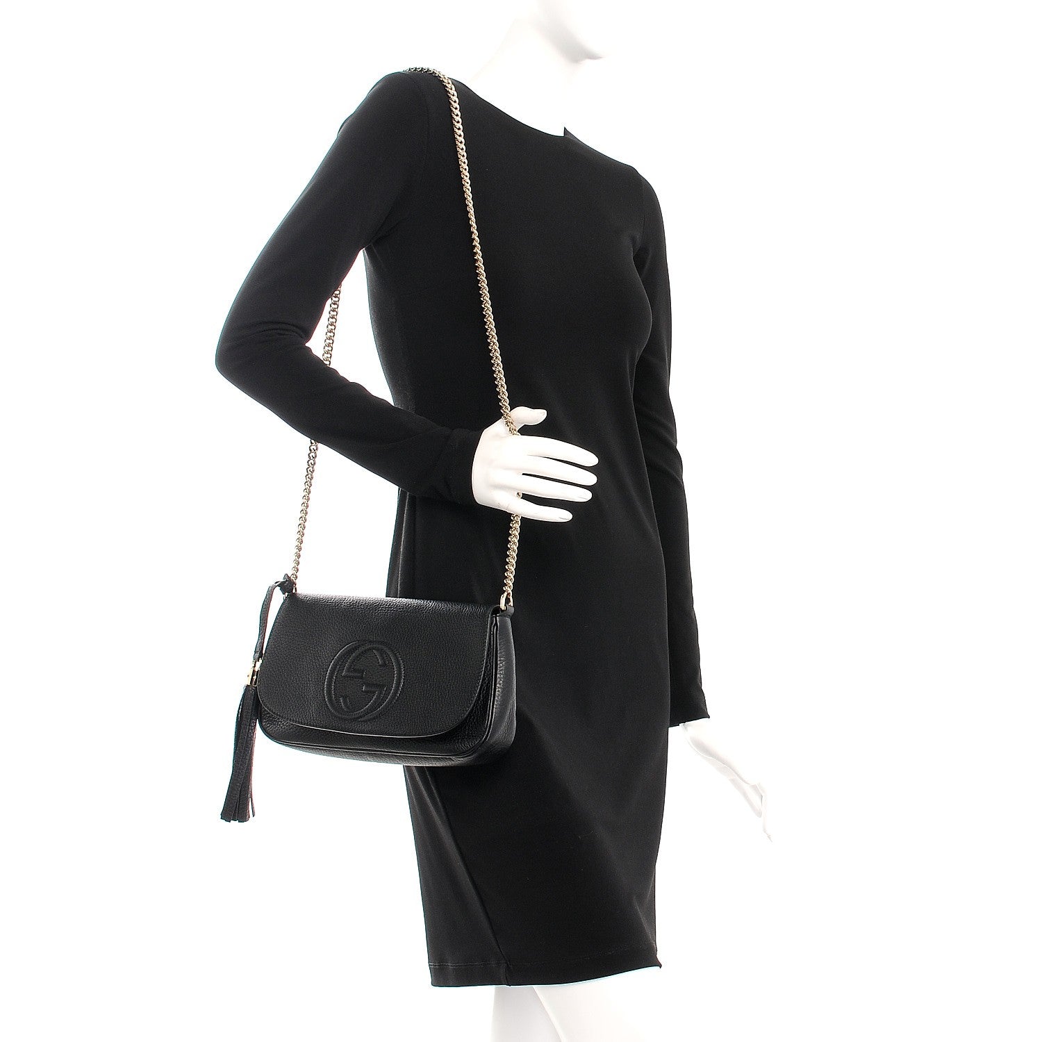 Gucci Pebbled Calfskin Medium Soho Flap Crossbody Black 2 of 7