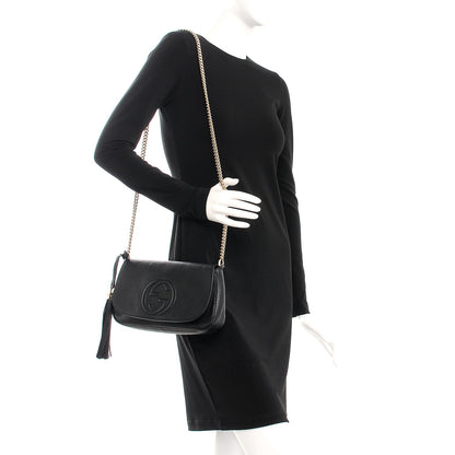 Gucci Pebbled Calfskin Medium Soho Flap Crossbody Black 2 of 7