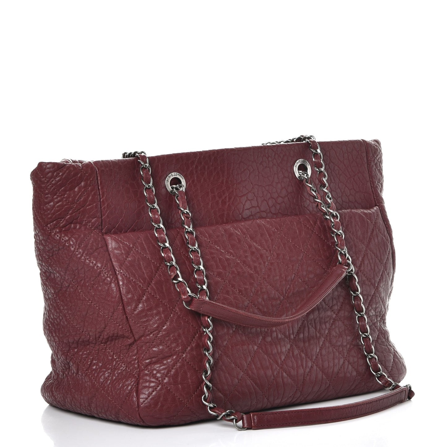 Crumpled Lambskin Quilted Large Tote Burgundy