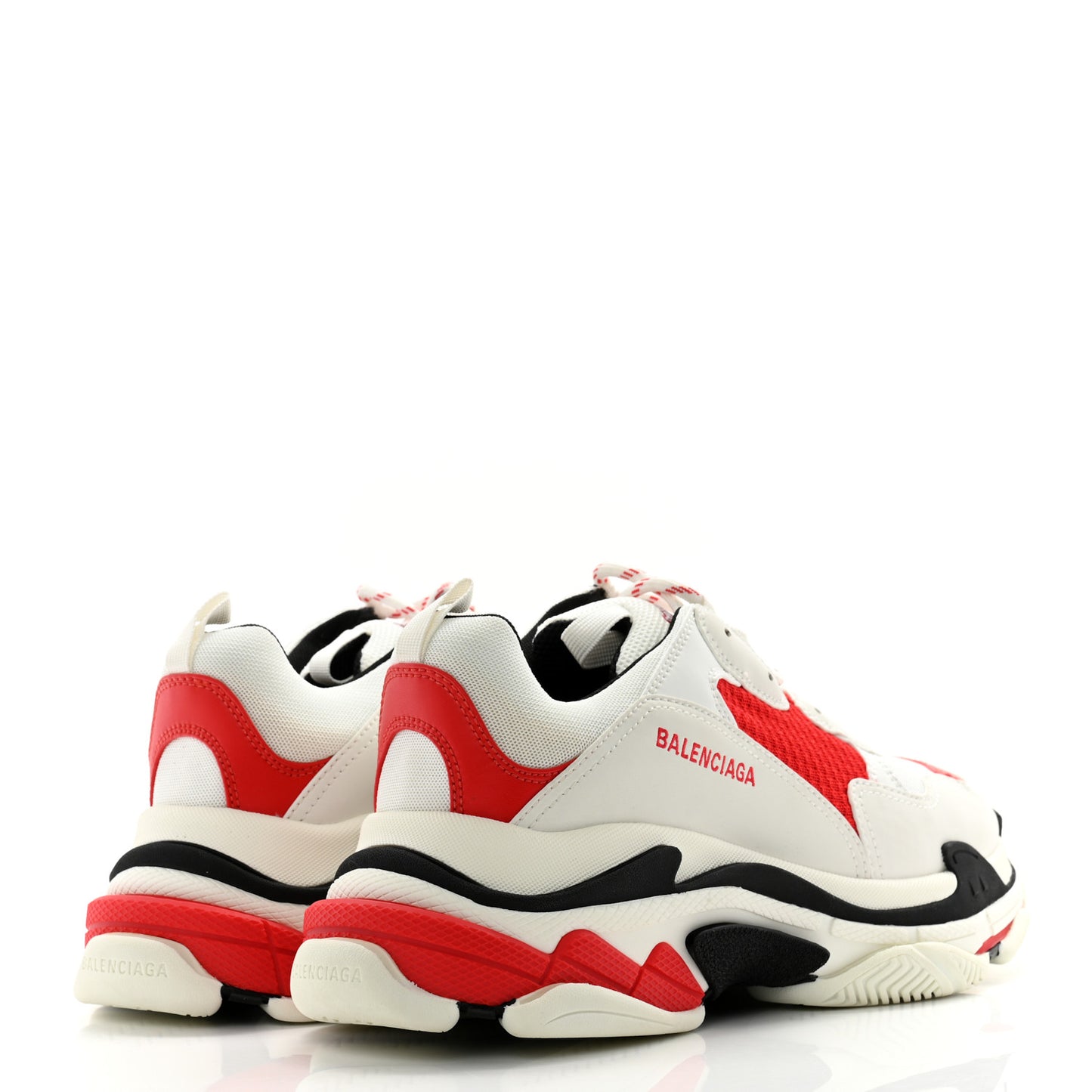Fabric Mesh Mens Triple S Sneakers 44 White Red