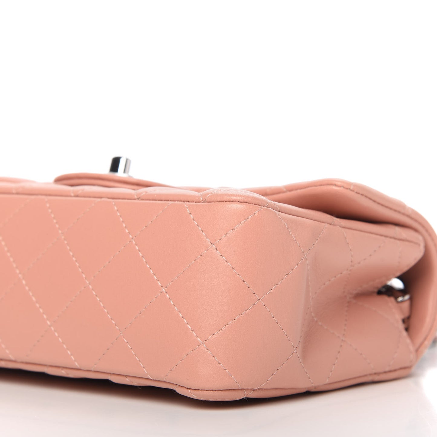 Lambskin Quilted Mini Rectangular Flap Light Pink