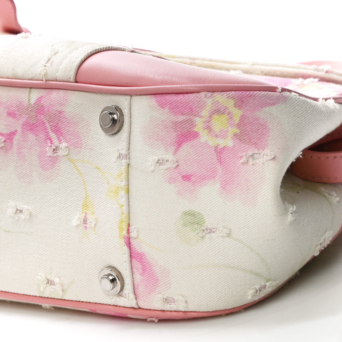 Canvas Floral Top Handle Saddle Bag Pink