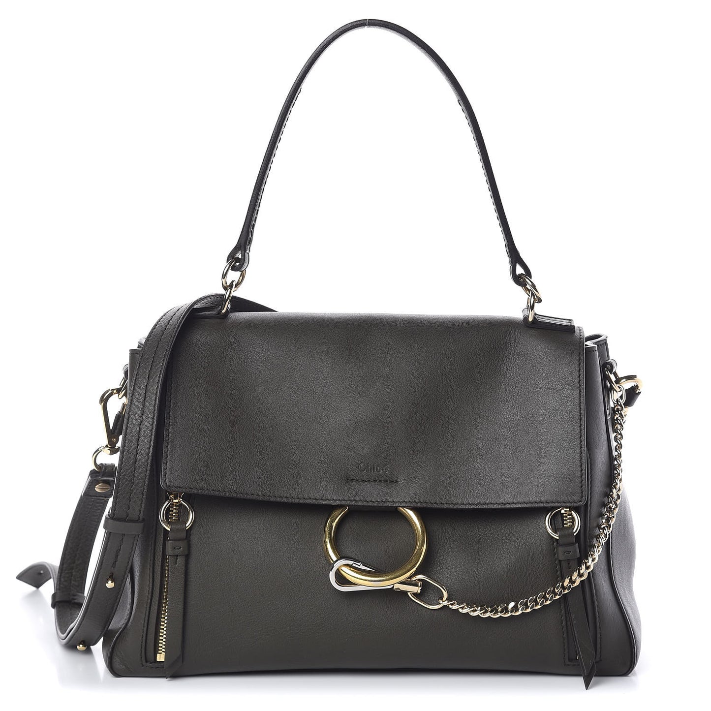 Calfskin Medium Faye Day Shoulder Bag Deep Forest