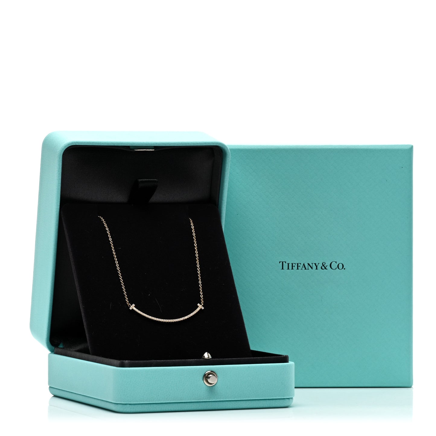 18K Yellow Gold Diamond Small T Smile Pendant Necklace