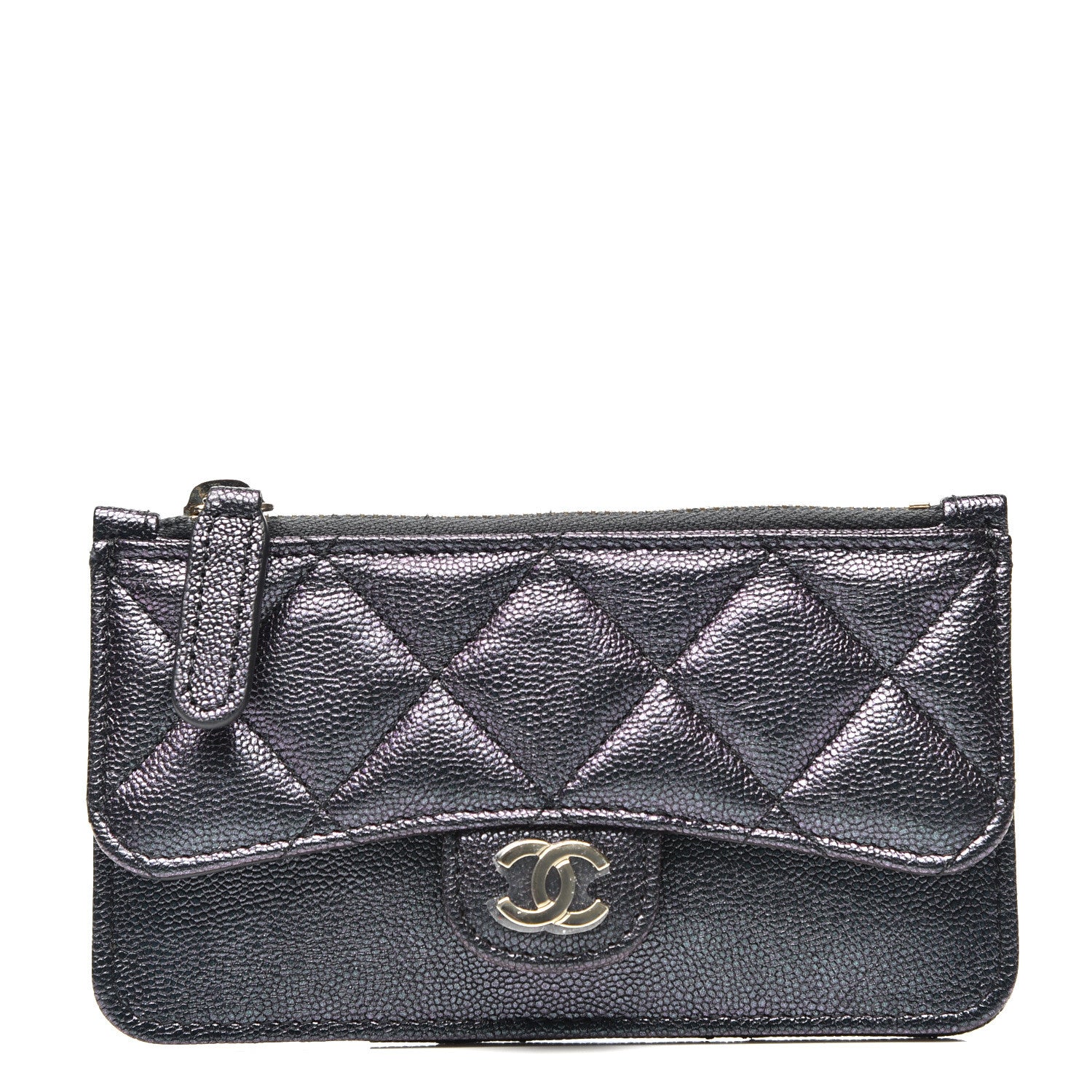 Chanel Iridescent Caviar Quilted Flap Zip Card Holder Black 1 of 7