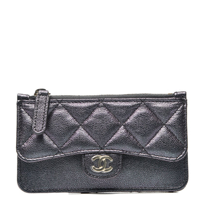 Chanel Iridescent Caviar Quilted Flap Zip Card Holder Black 1 of 7