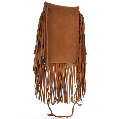 Saint Laurent Suede Fringe Flat Anita Crossbody Bag Camel 3 of 10