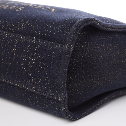 Chanel Lurex Canvas Small Deauville Tote Navy Blue Gold 9 of 10