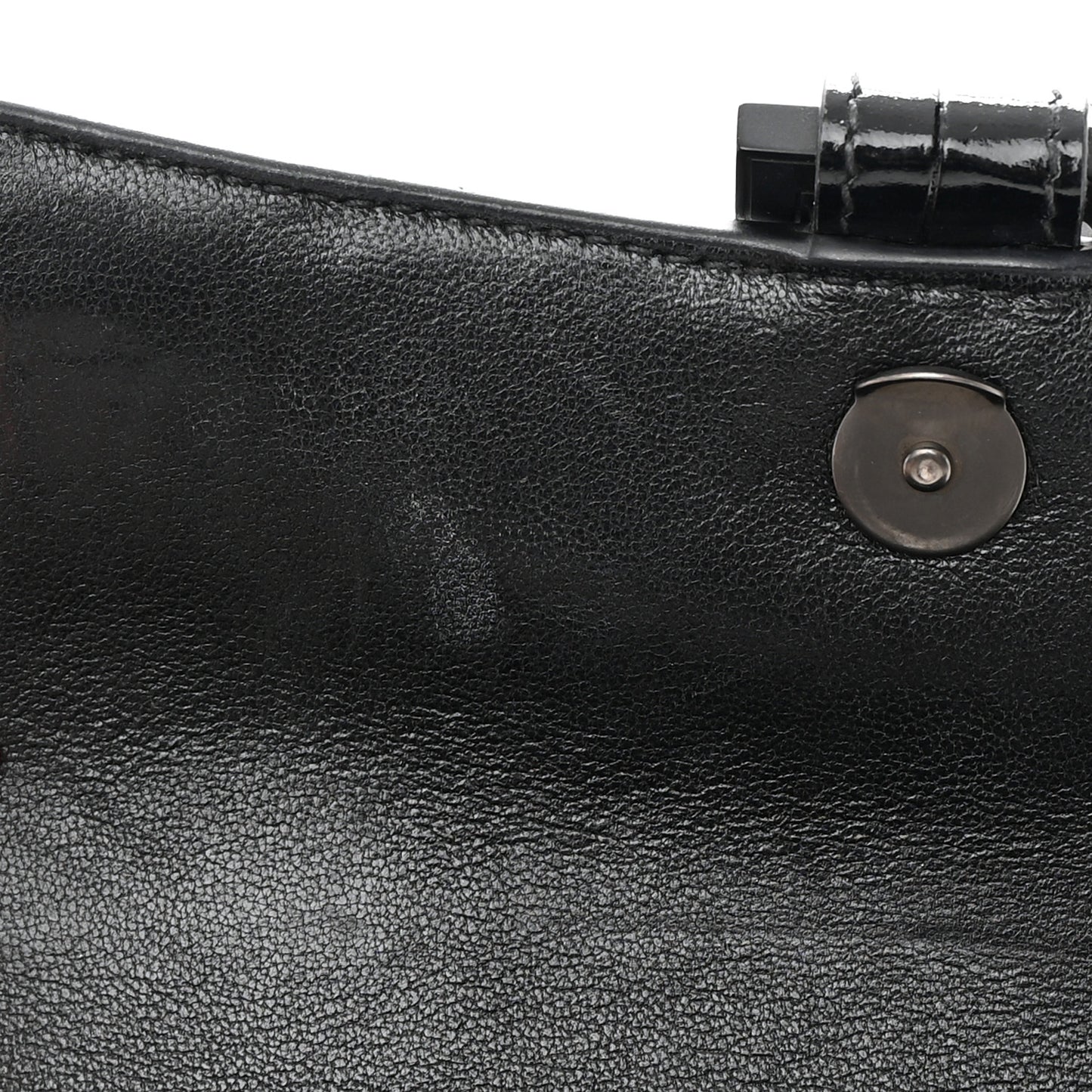 Shiny Calfskin Monochrome Crocodile Embossed Hourglass Top Handle Bag XS Black