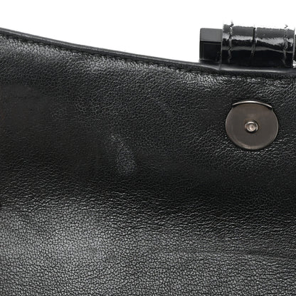 Balenciaga Shiny Calfskin Monochrome Crocodile Embossed Hourglass Top Handle Bag XS Black 13 of 25