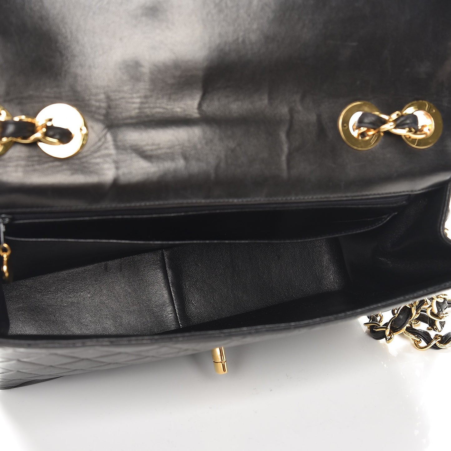 Lambskin Quilted Jumbo Single Flap Black