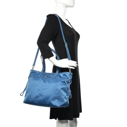 Prada Tessuto Nylon Saffiano Tote Cobalto 2 of 10