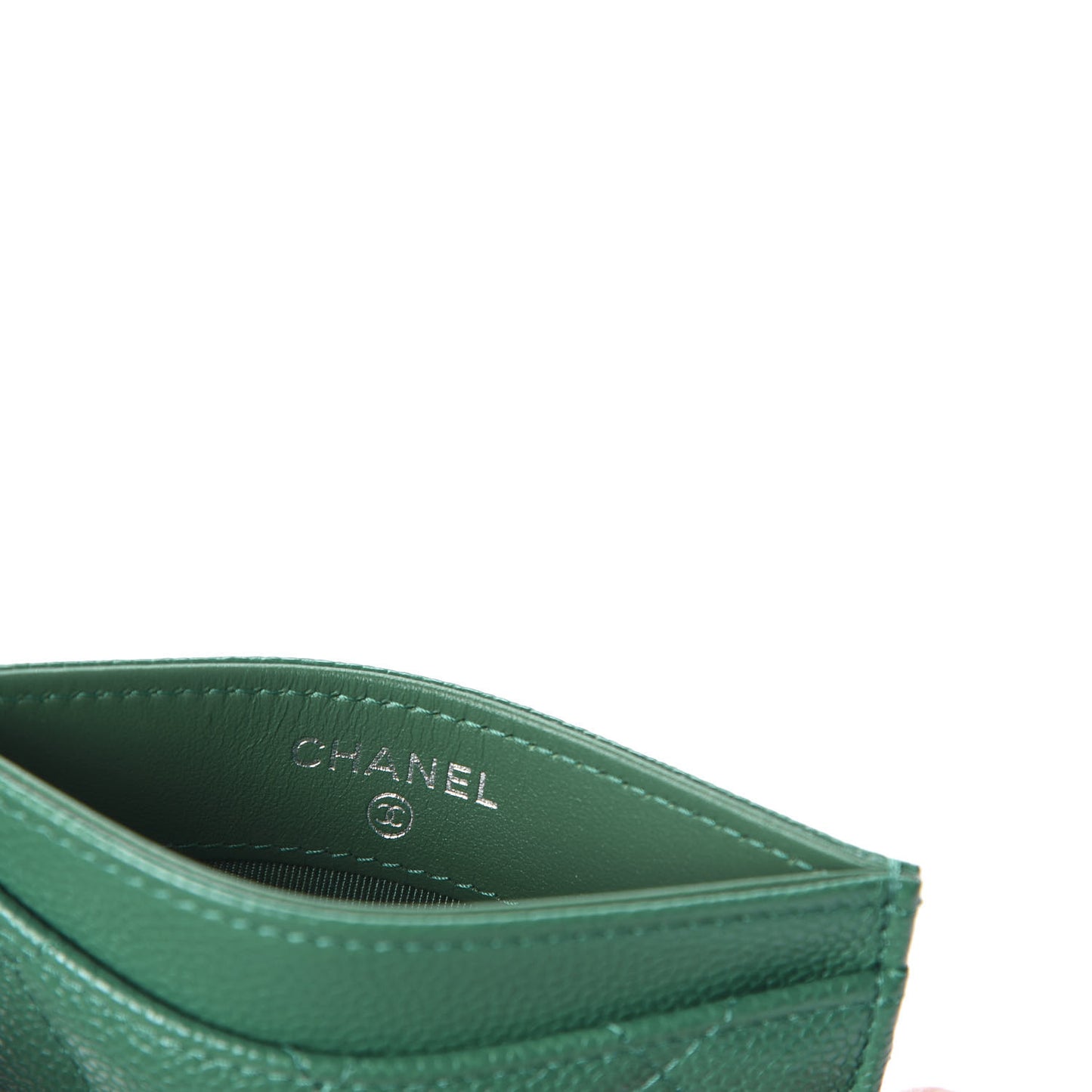 Caviar Quilted Card Holder Green