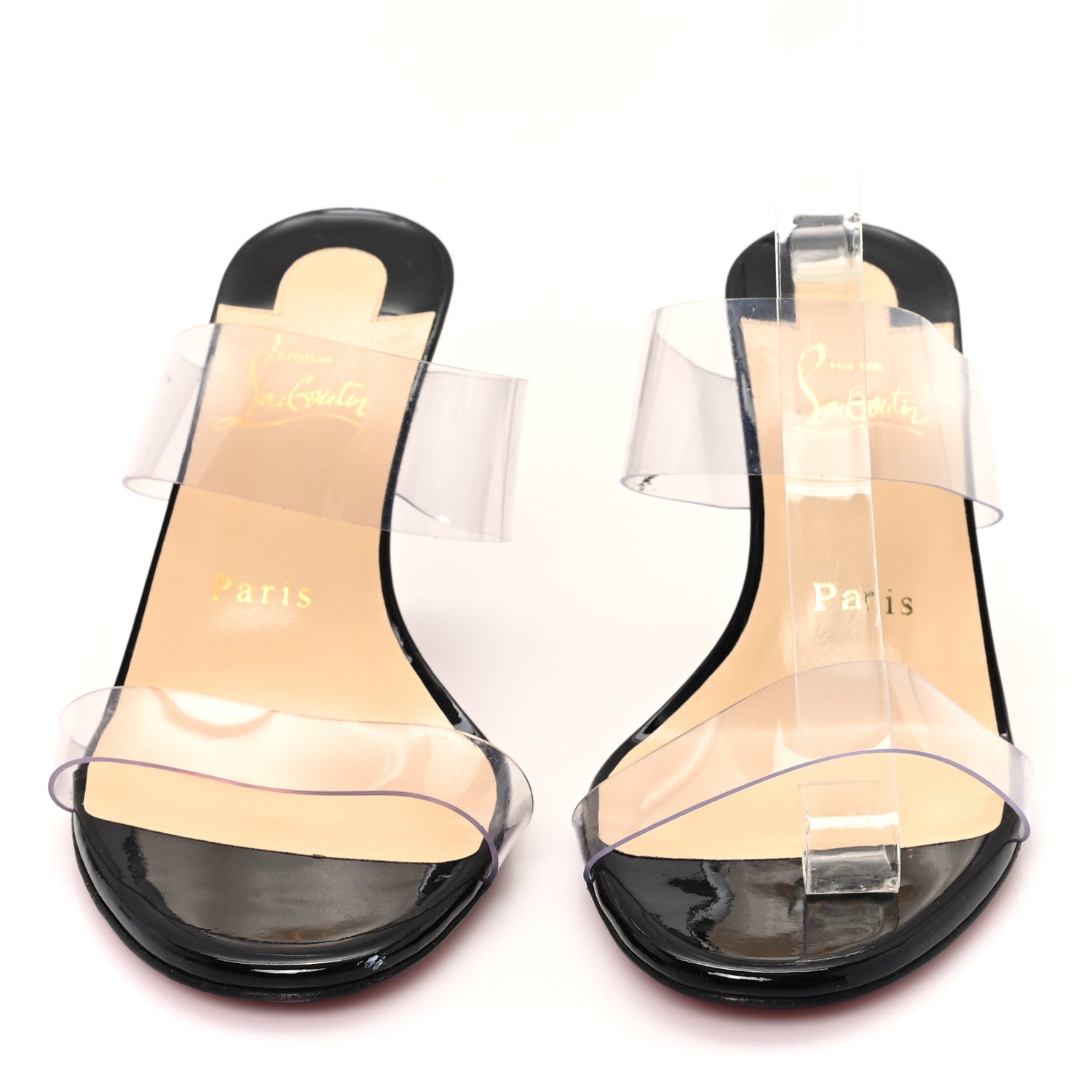 Christian Louboutin Patent PVC Just Nothing 85 Slide Sandals 37 Black 3 of 9