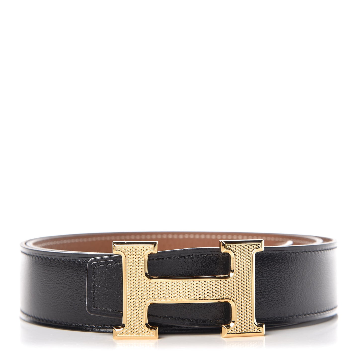 Box Togo 32mm Guilloche H Belt 85 Black Gold