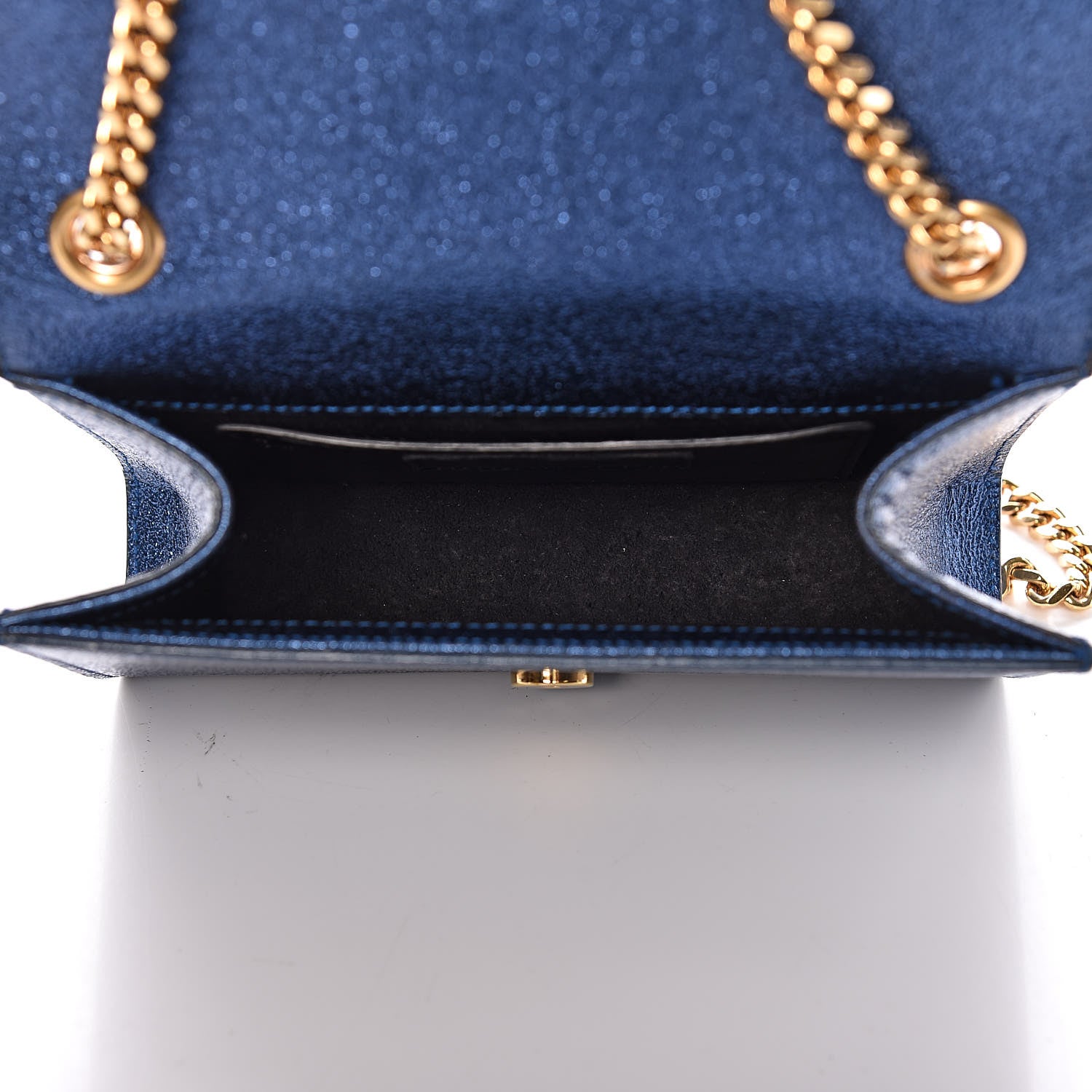 Saint Laurent Metallic Calfskin Small Monogram Kate Satchel Navy 5 of 11