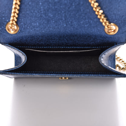 Saint Laurent Metallic Calfskin Small Monogram Kate Satchel Navy 5 of 11