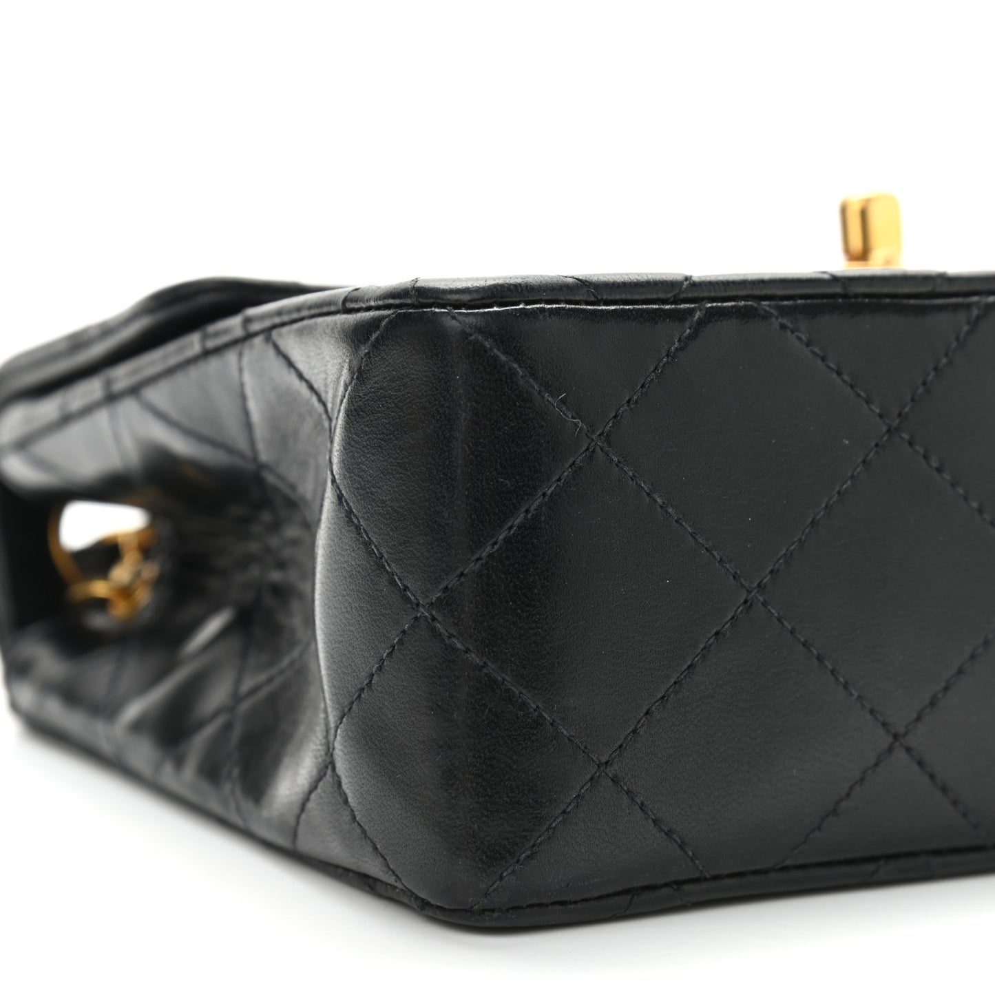 Lambskin Quilted Mini Square Flap Bag Black