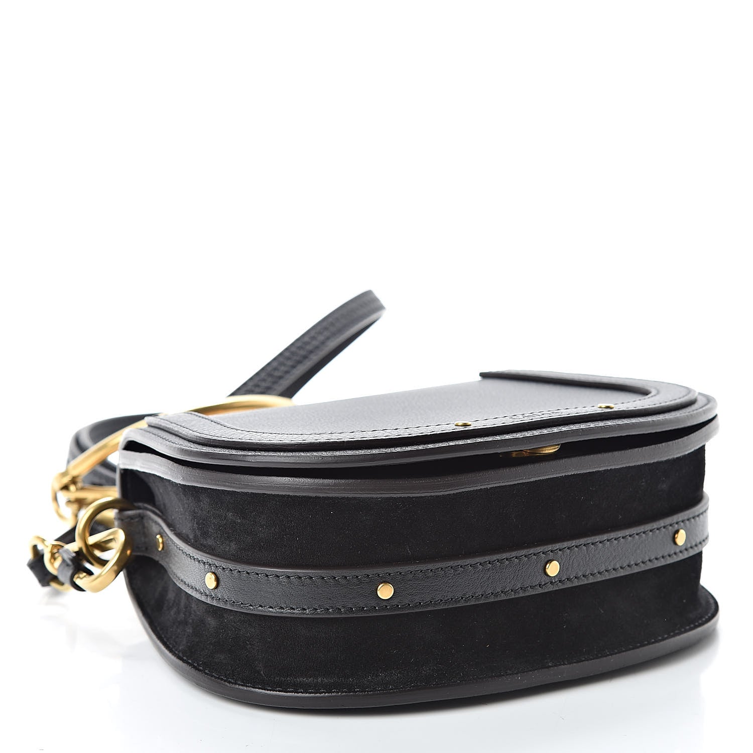 Chloe Calfskin Suede Small Nile Bracelet Bag Black 4 of 11