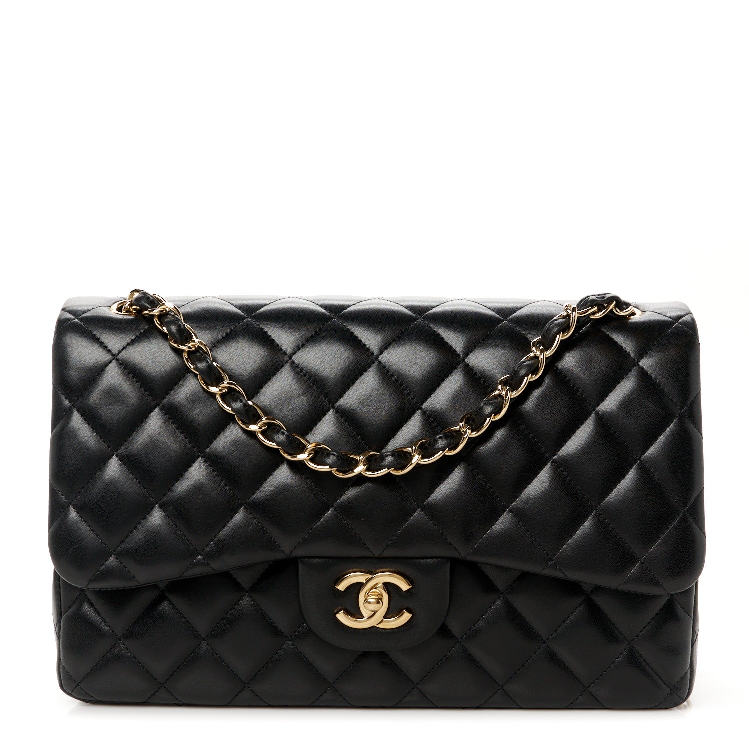 Chanel Lambskin Quilted Jumbo Double Flap Black 1 of 11