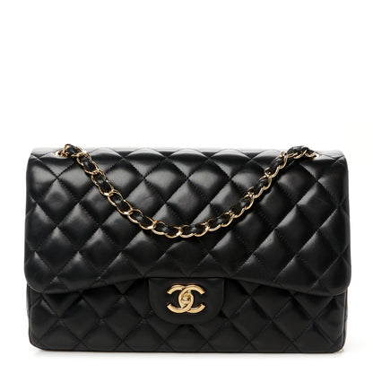 Chanel Lambskin Quilted Jumbo Double Flap Black 1 of 11