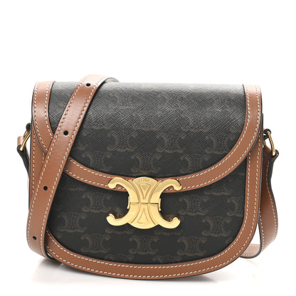 Celine Canvas Calfskin Triomphe Teen Besace Tan 1 of 9