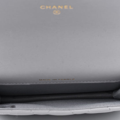 Chanel Lambskin Quilted Top Handle Flap Coin Purse With Chain Grey 4 of 5