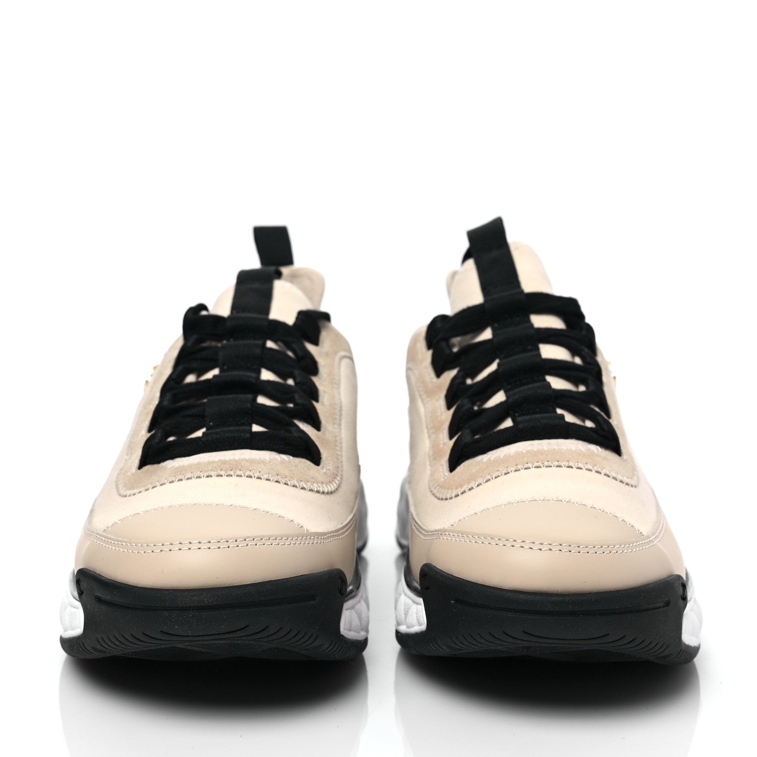 Chanel Velvet Calfskin Mixed Fibers CC Sneakers 40 Beige 2 of 9