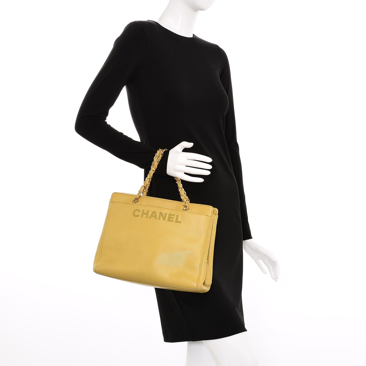 Chanel Caviar Shoulder Bag Yellow 2 of 10