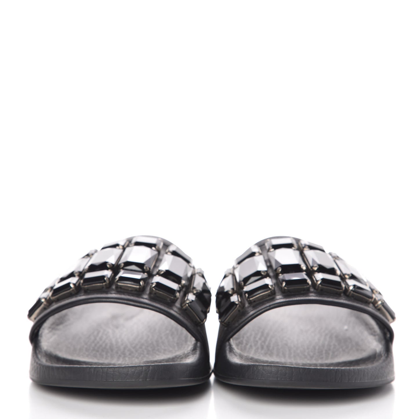 Calfskin Embellished Pursuit Slide Sandals 39 Black