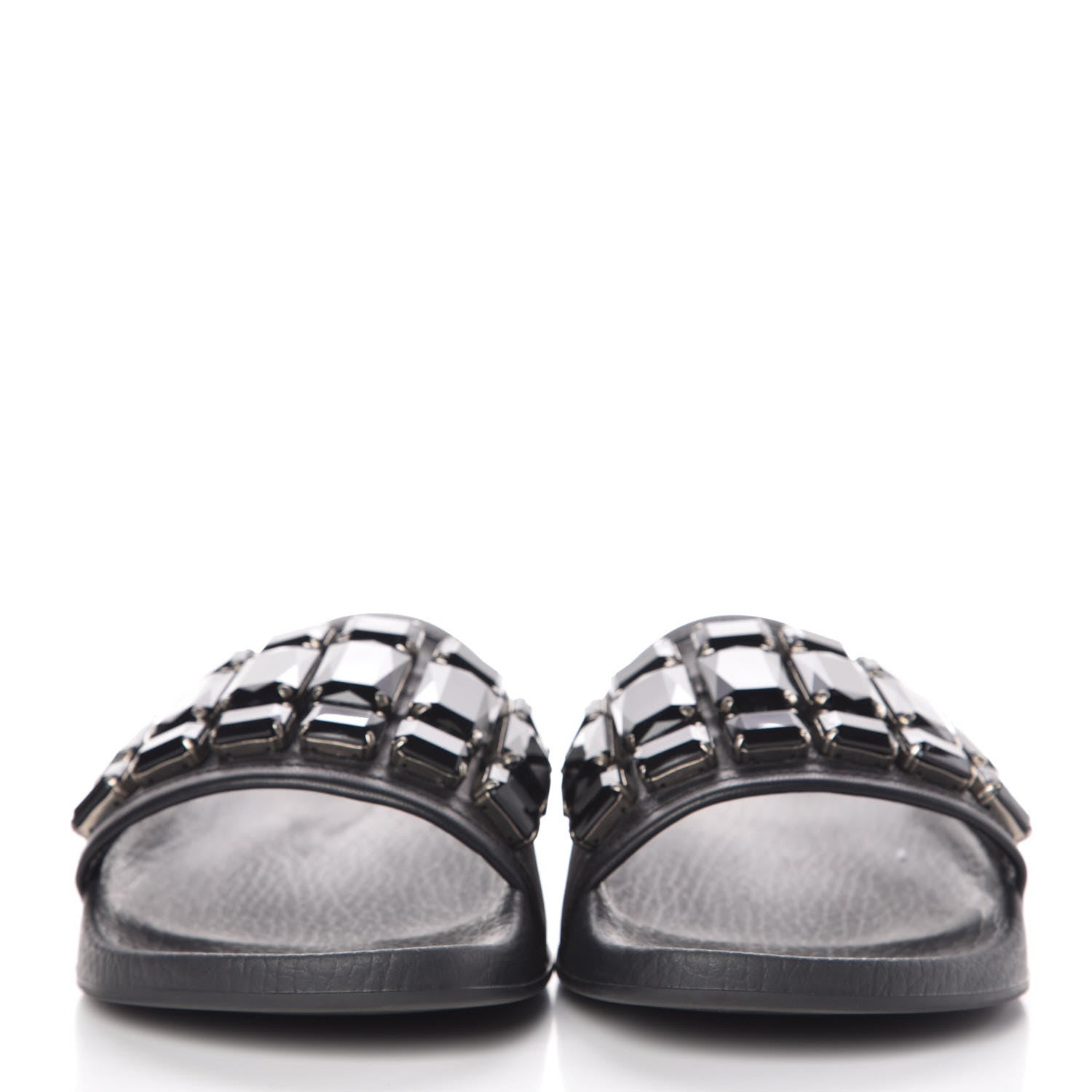 Gucci Calfskin Embellished Pursuit Slide Sandals 39 Black 2 of 6