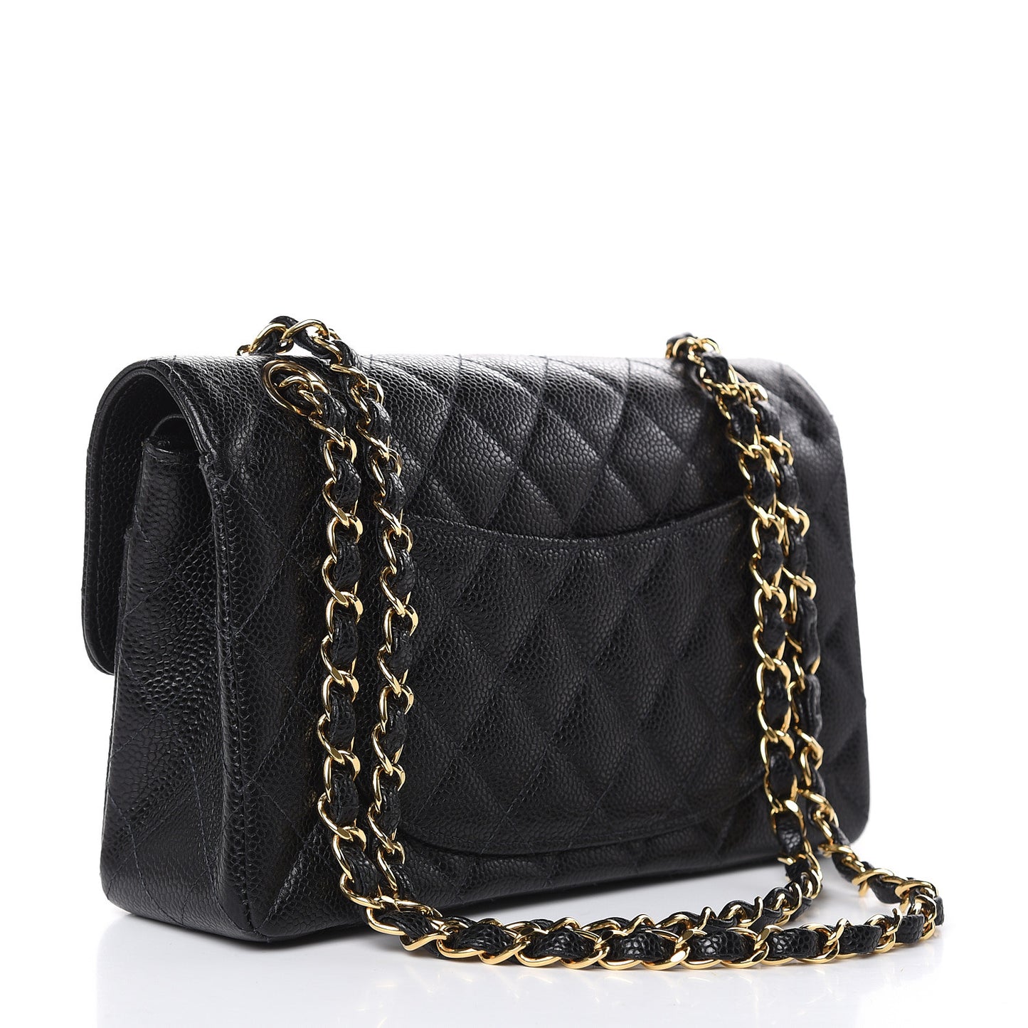 Caviar Quilted Small Double Flap Black