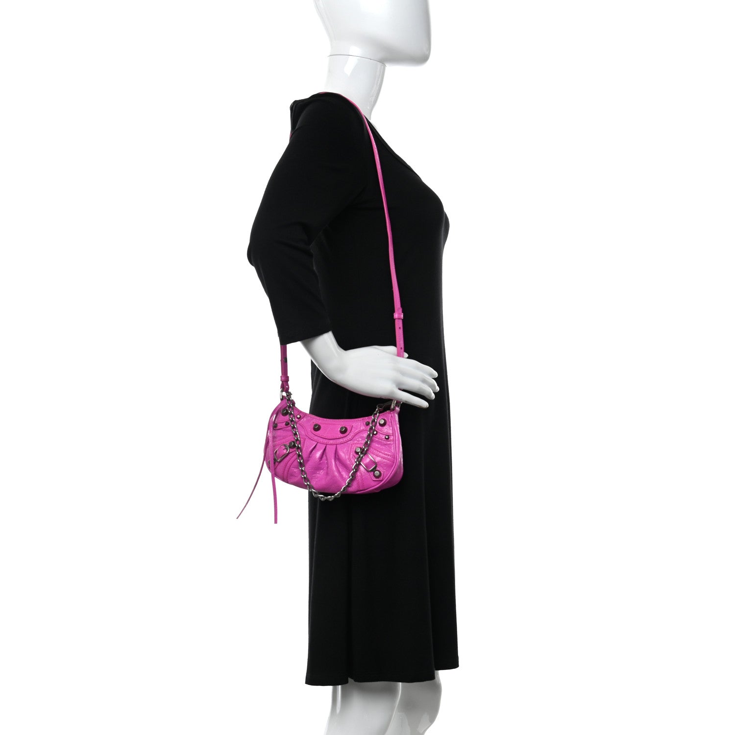 Balenciaga Agneau Arena Le Cagole Mini Purse With Chain Lipstick Pink 2 of 11