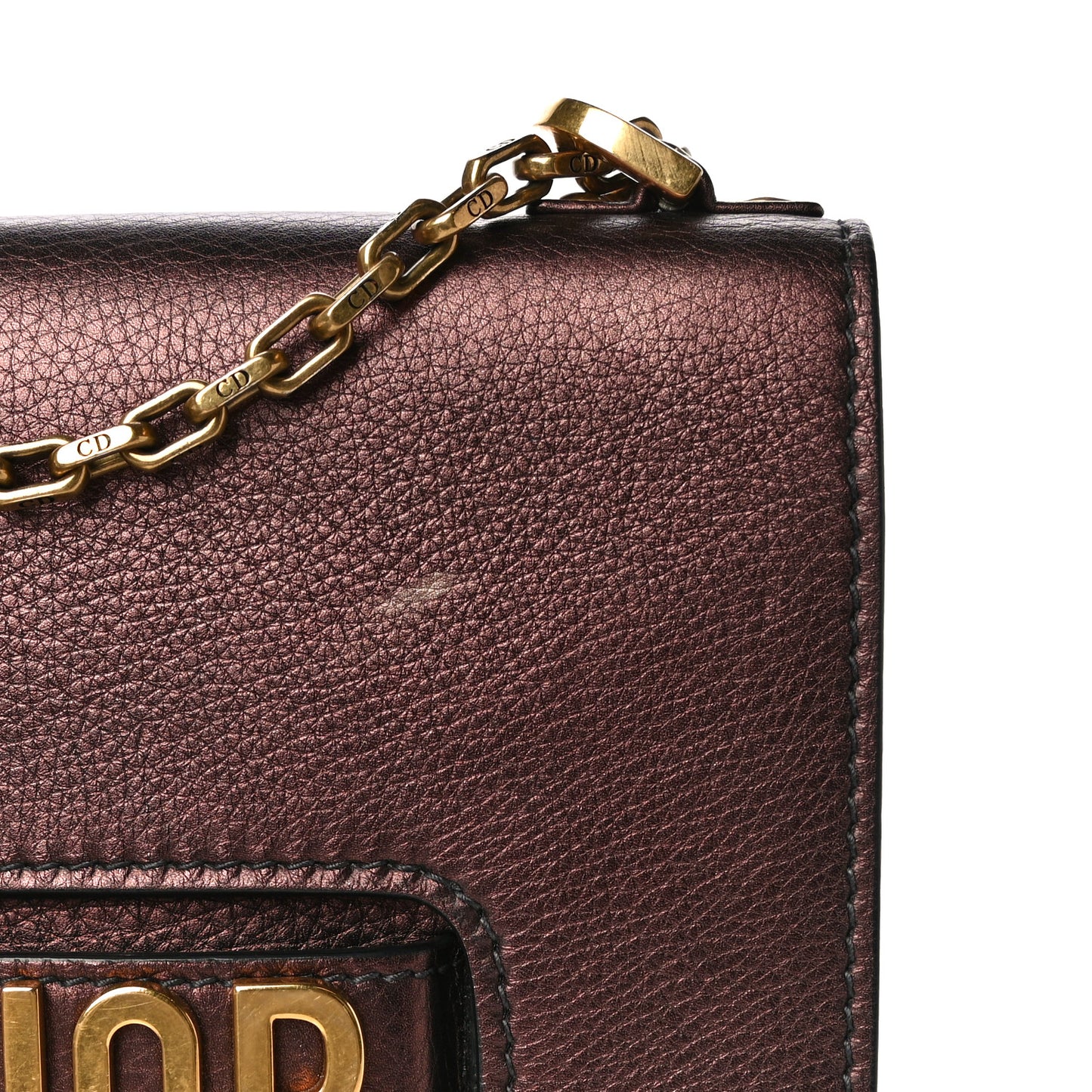 Metallic Calfskin J'Adior Chain Flap Bag Noisette