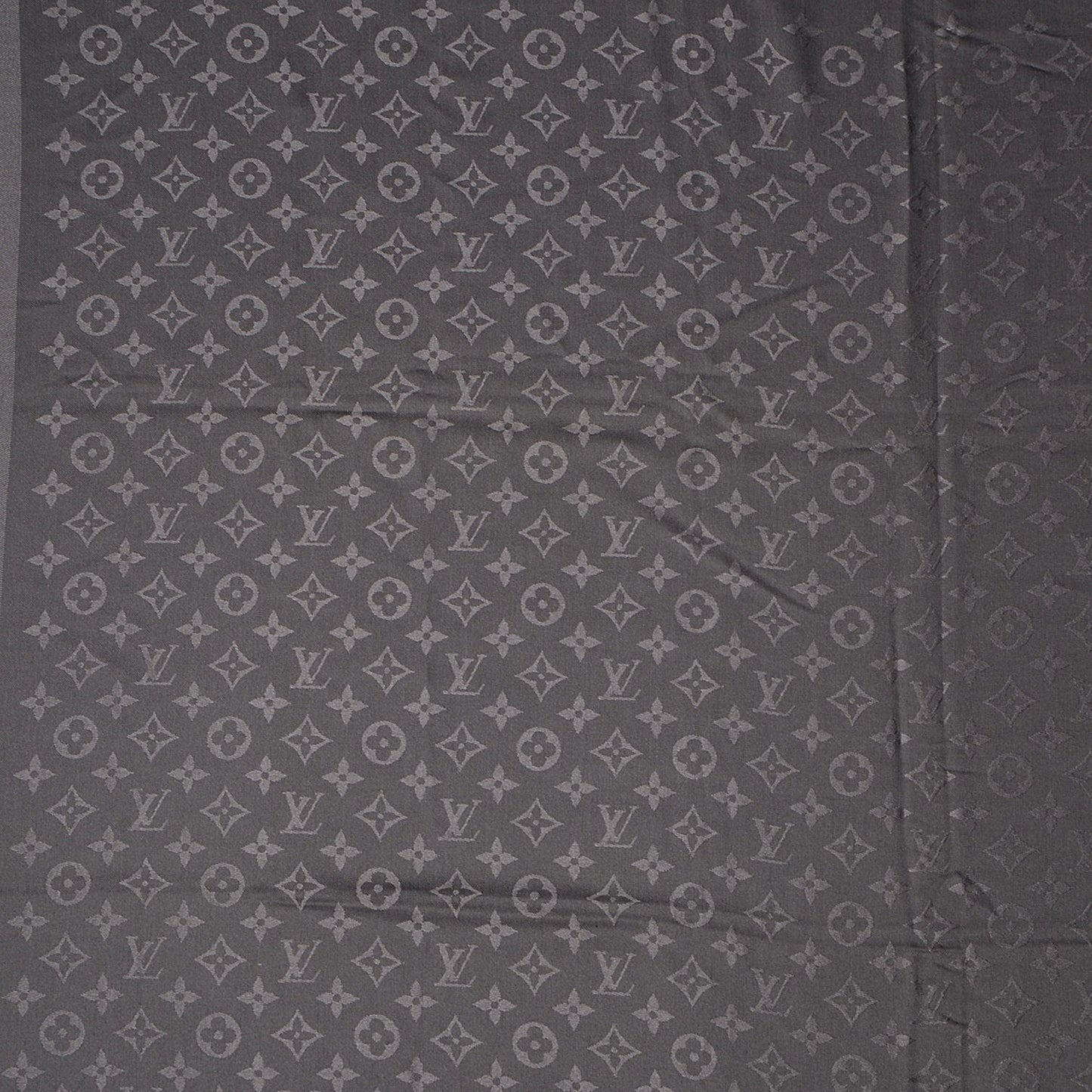 Silk Wool Monogram Shawl Anthracite