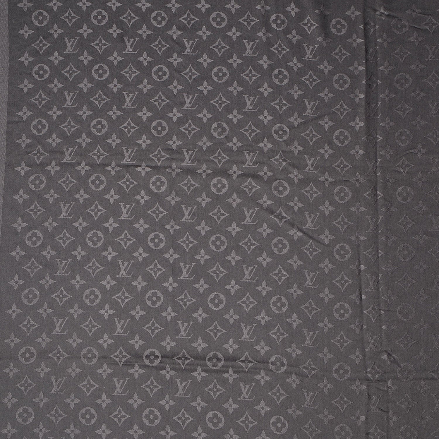 Louis Vuitton Silk Wool Monogram Shawl Anthracite 1 of 6