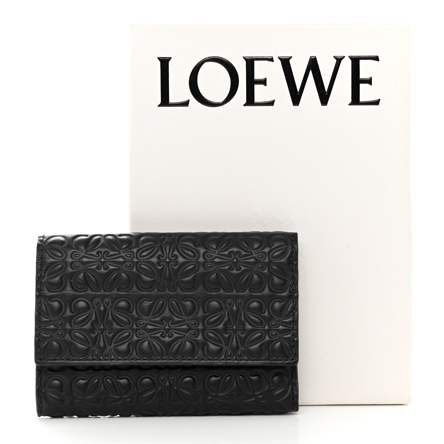 Loewe Calfskin Embossed Trifold Wallet Black 8 of 8