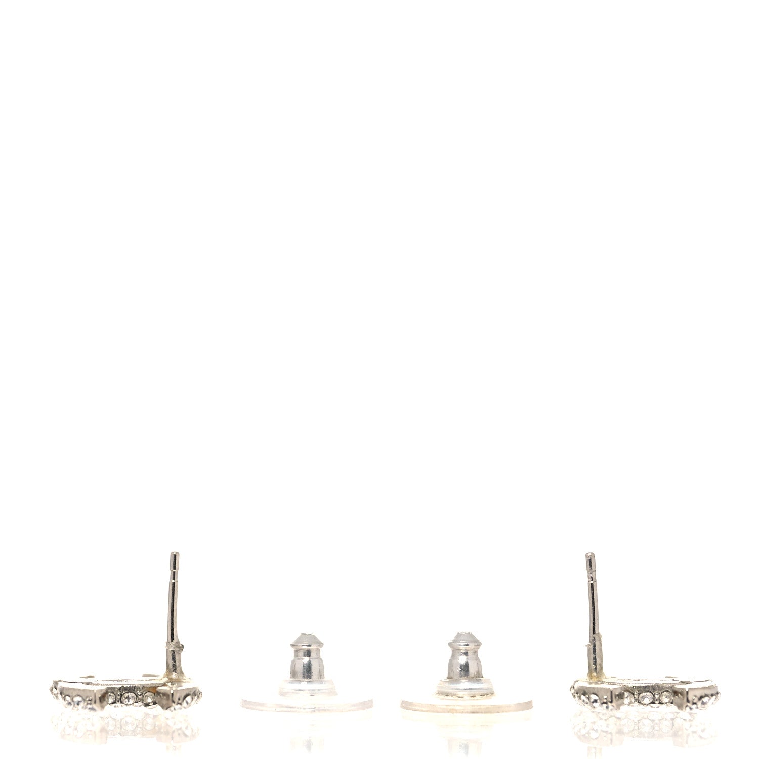 Chanel Crystal CC Earrings Silver 3 of 5
