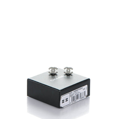 Chanel Crystal Timeless CC Earrings Silver 5 of 5