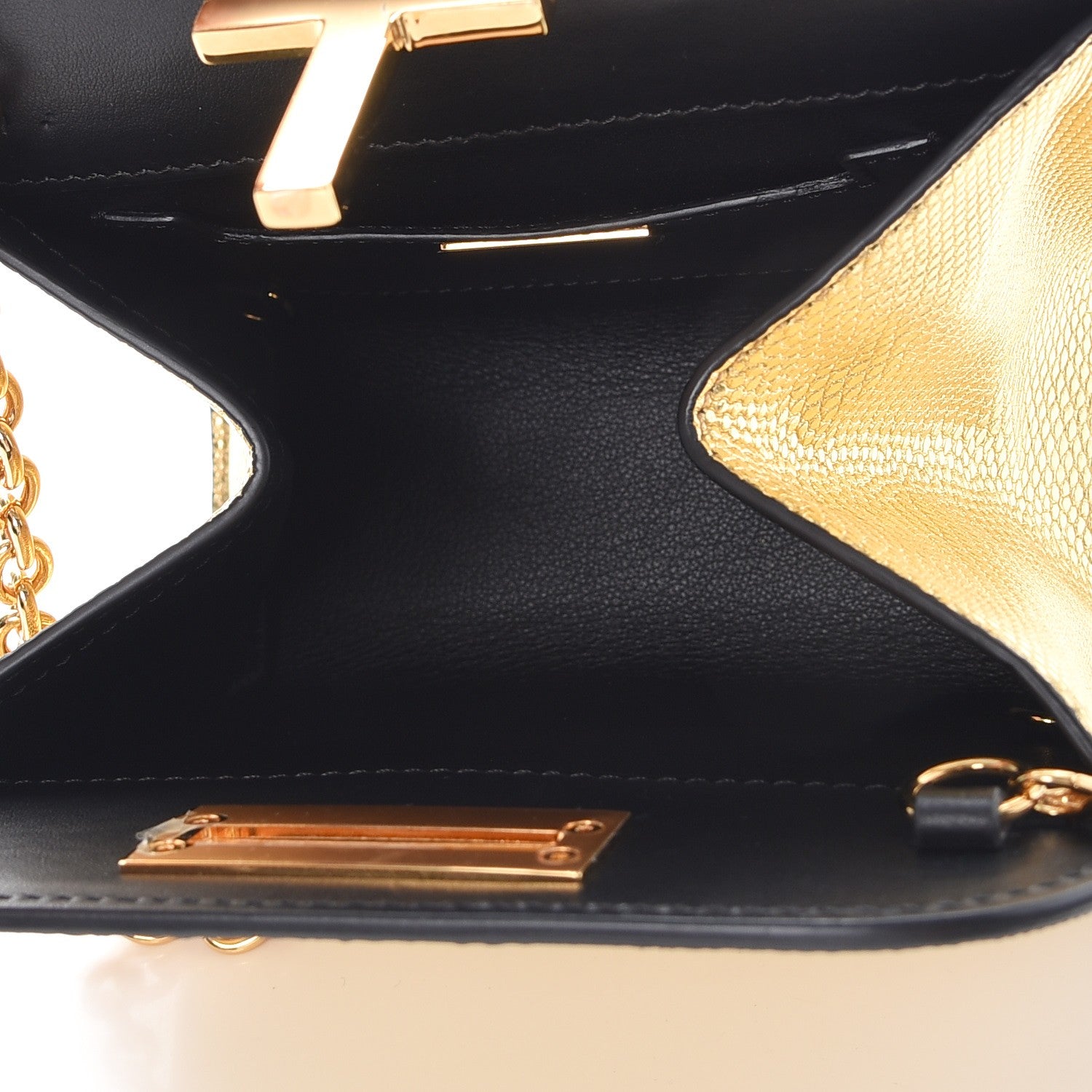 Tom Ford Snakeskin Small Cosmo T Lock Shoulder Bag Gold 5 of 6