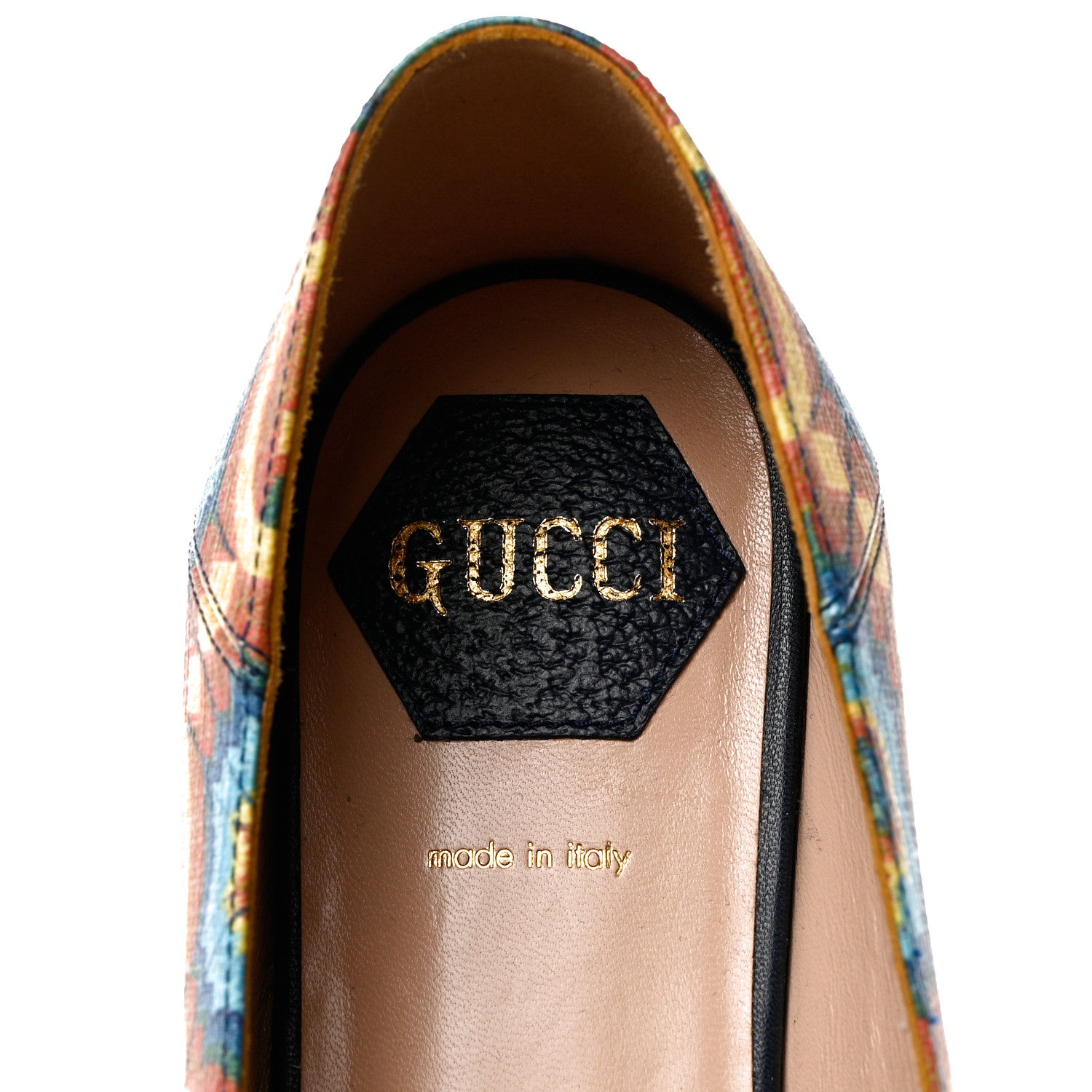 Gucci GG Supreme Kaleidoscope Calfskin Deva Horsebit Chain Embellished Flats 37.5 Blue Orange Multicolor Blue Agata 6 of 9
