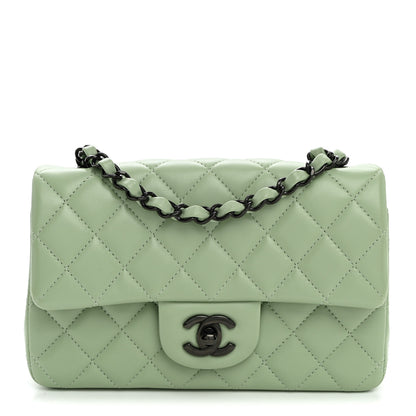 Chanel Lambskin Quilted Mini Rectangular Flap Light Green 1 of 11