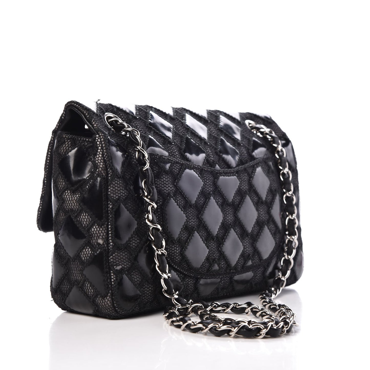 Vinyl Mesh Quilted Medium Single Flap Black