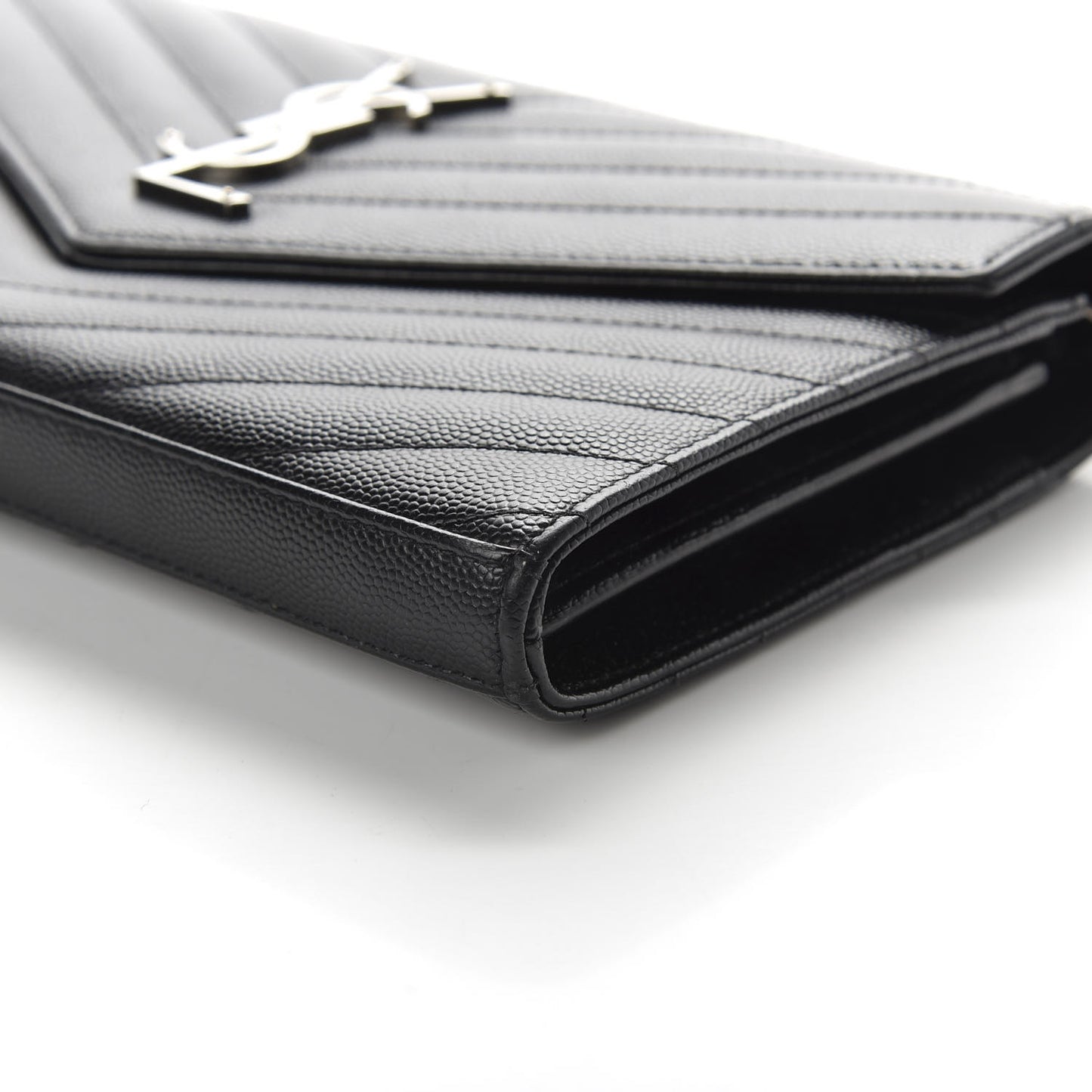 Grain De Poudre Matelasse Chevron Monogram Chain Wallet Black